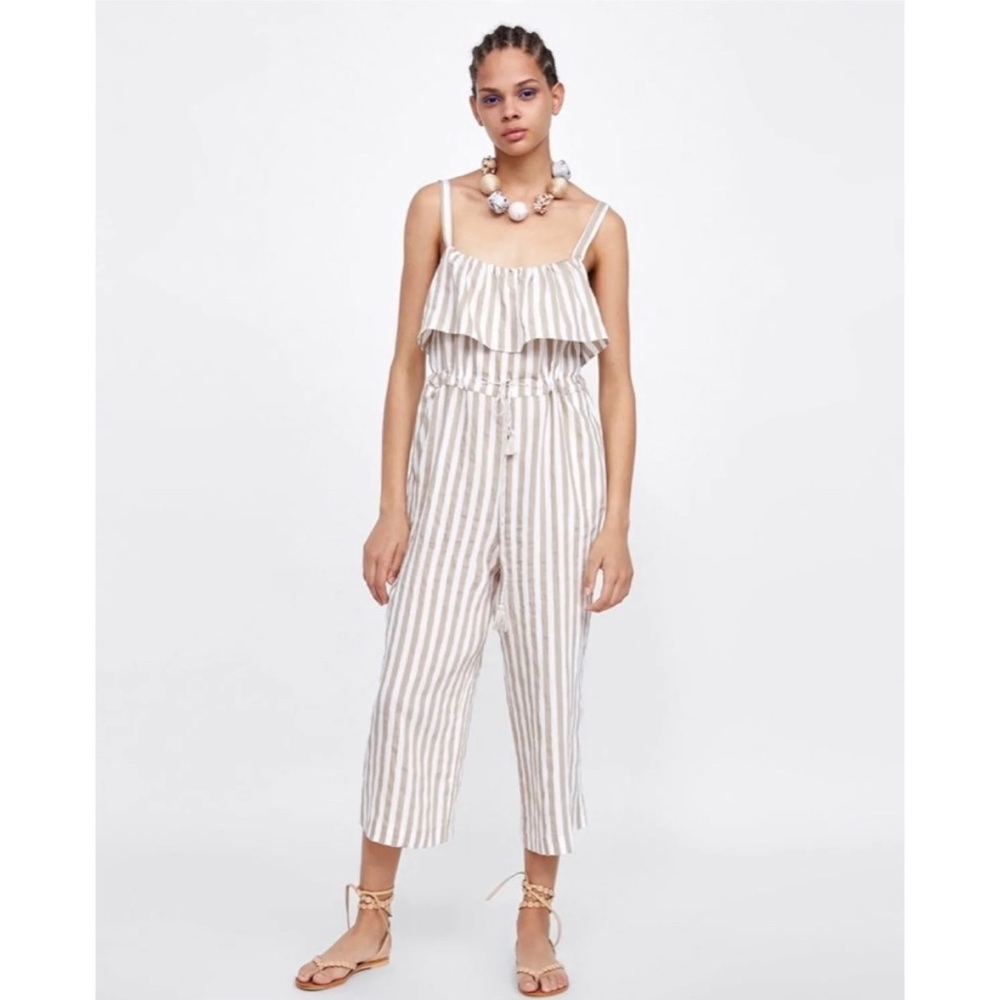 ZARA Striped Culotte Jumpsuit - Picture 3 of 10